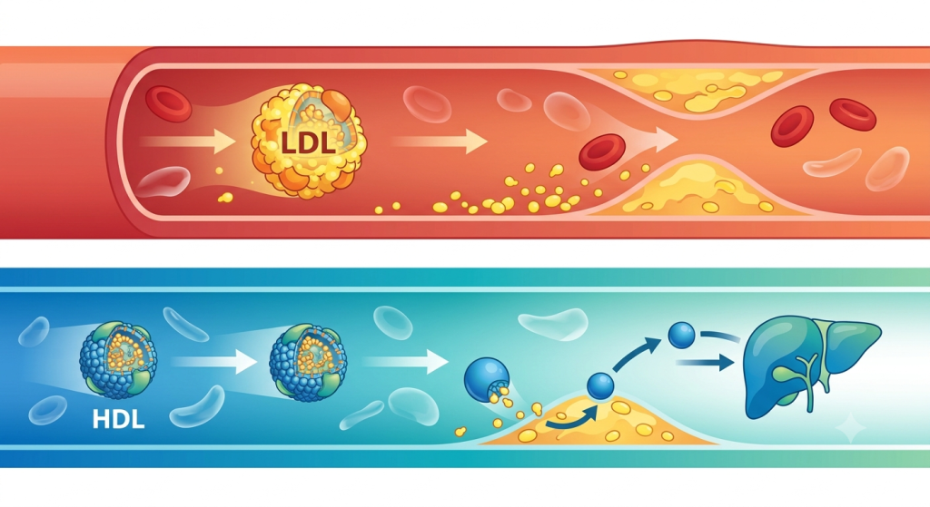 המחשה של ההבדל בין LDL ל-HDL כולסטרול